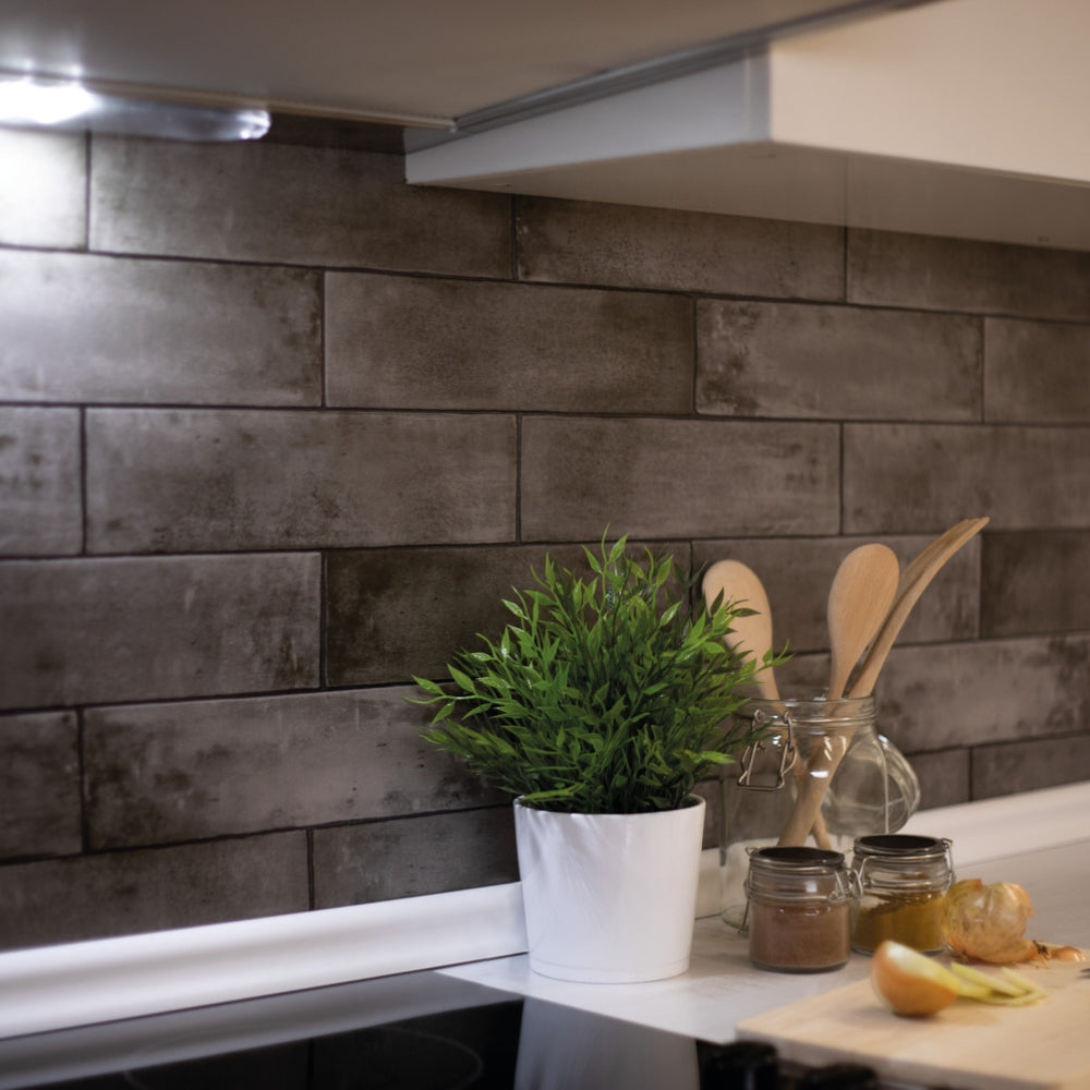 Grey slate brick asmant vinyl wallpaper splashback