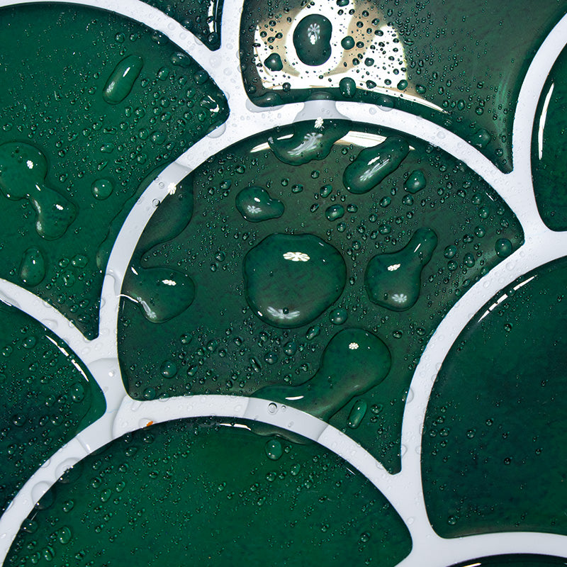 Scalloped Fish Scale Wall Tile | Green with White Grout - 30.5cm (W) x 30.5cm (H) x 2.5mm (T)