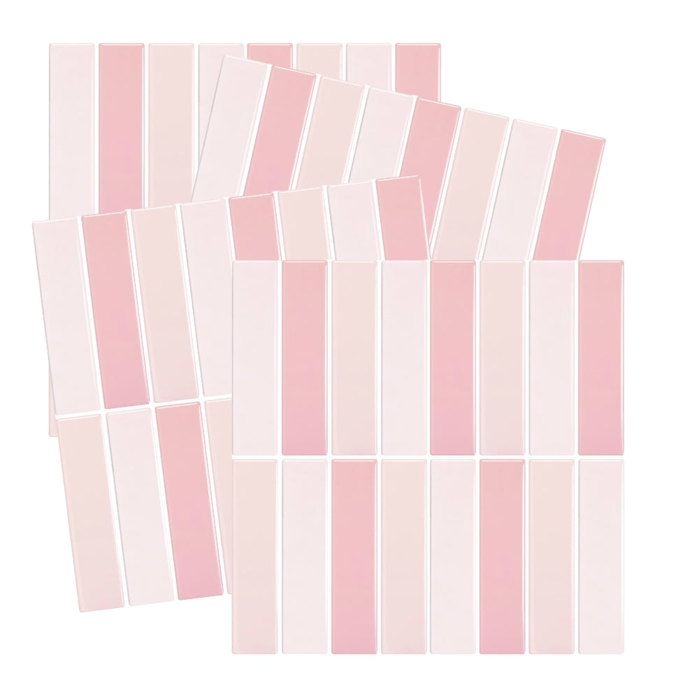 Set of pink and white rectangular tiles on a white background