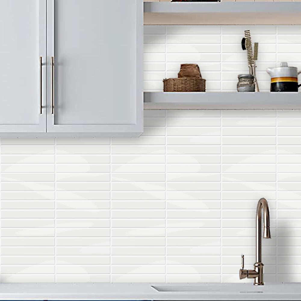 white kit kat tiles with white grout kitchen