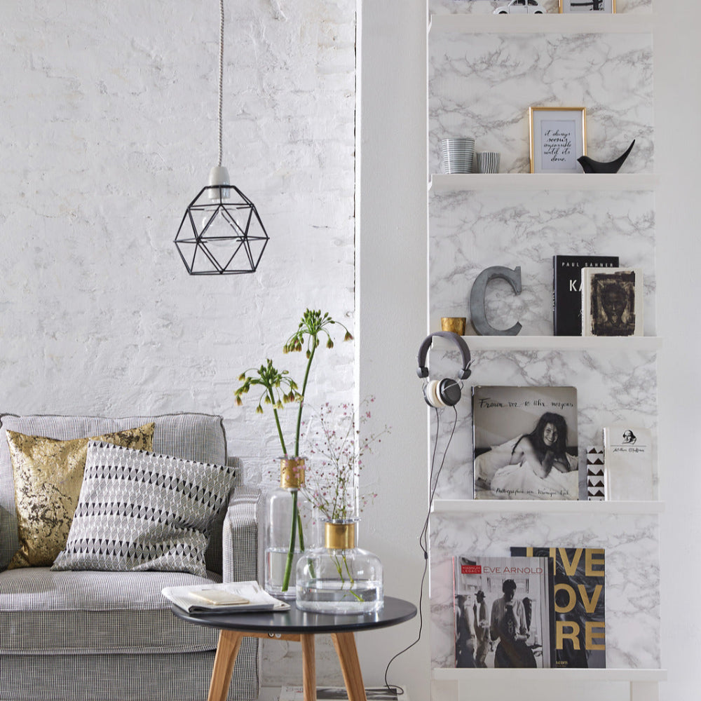 Marble marmi grey adhesive vinyl shelf