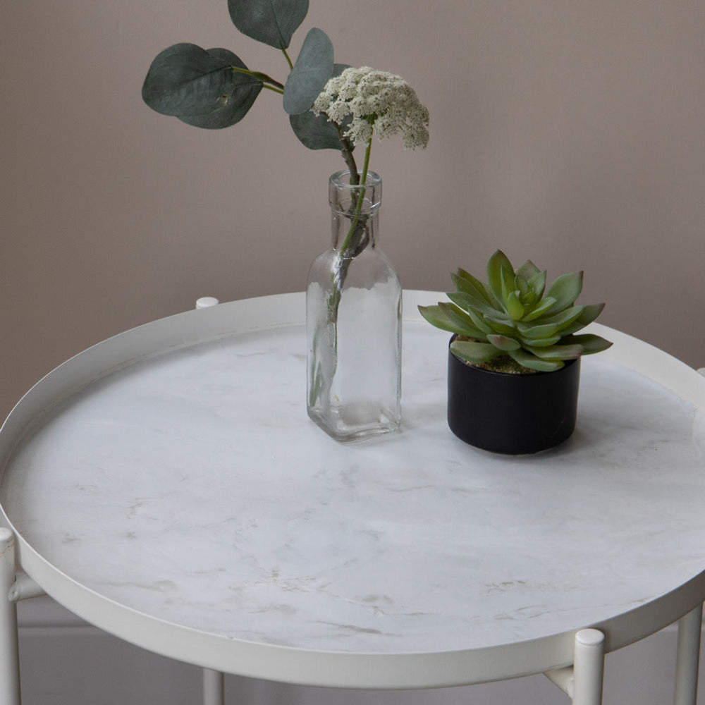 Marble romeo matte white adhesive vinyl round table