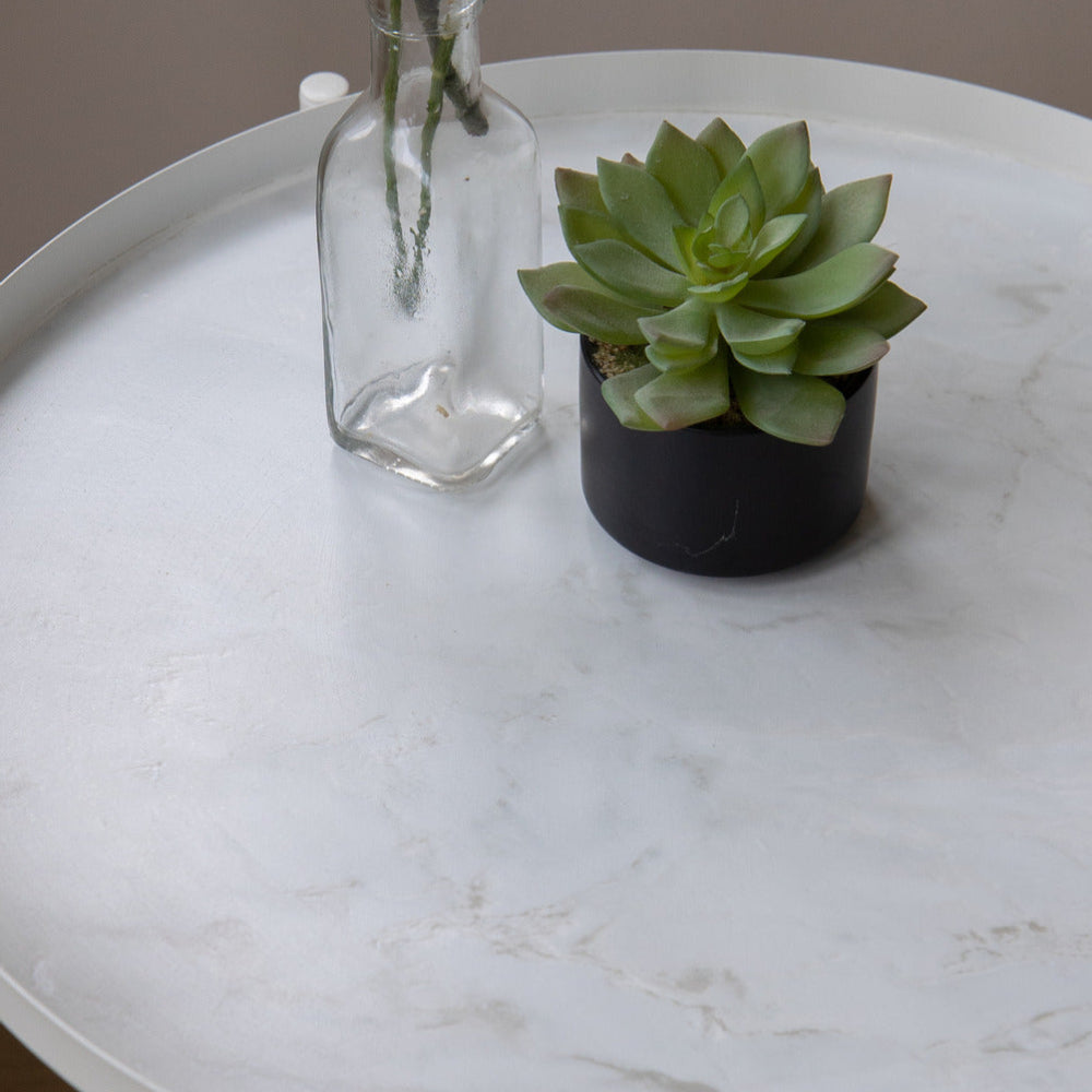 Marble romeo matte white adhesive vinyl round table