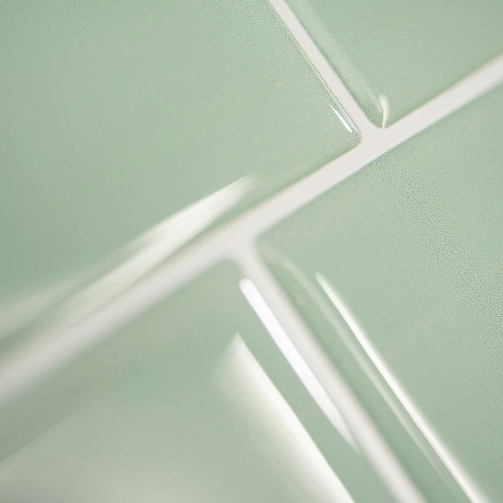 Mint green self-adhesive 3D subway tile features 