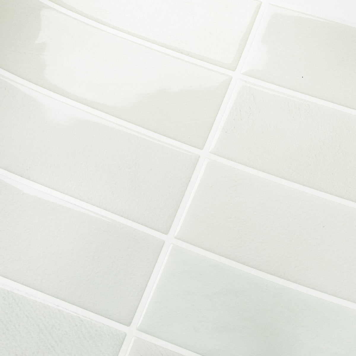 Stacked subway 3D vinyl tiles in off white