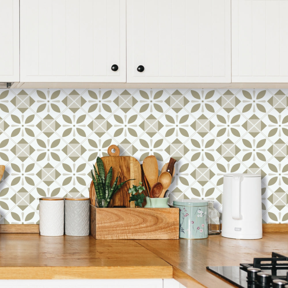 Oriental elements vinyl wallpaper kitchen splashback