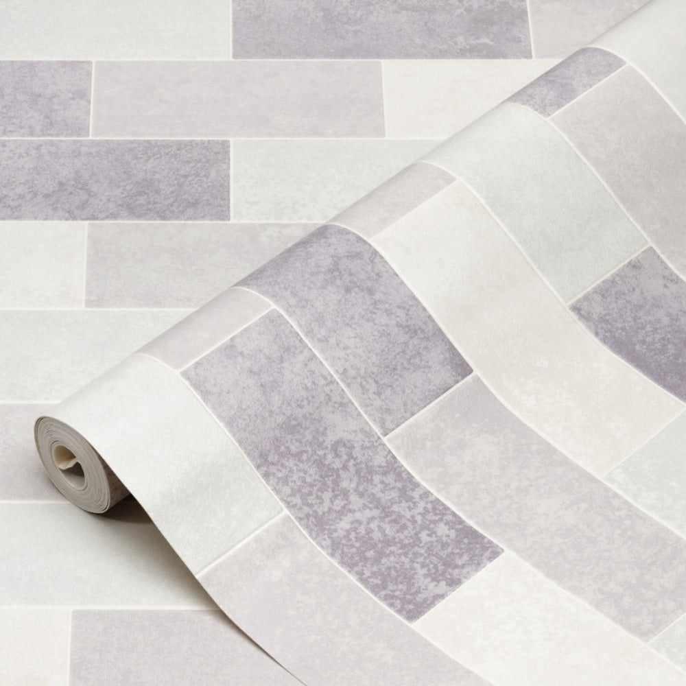 Pastel tiles vinyl wallpaper rolled out