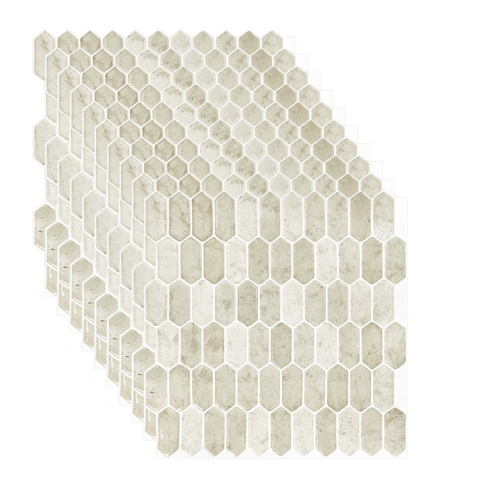 Hexagonal mosaic tile pattern on a white background