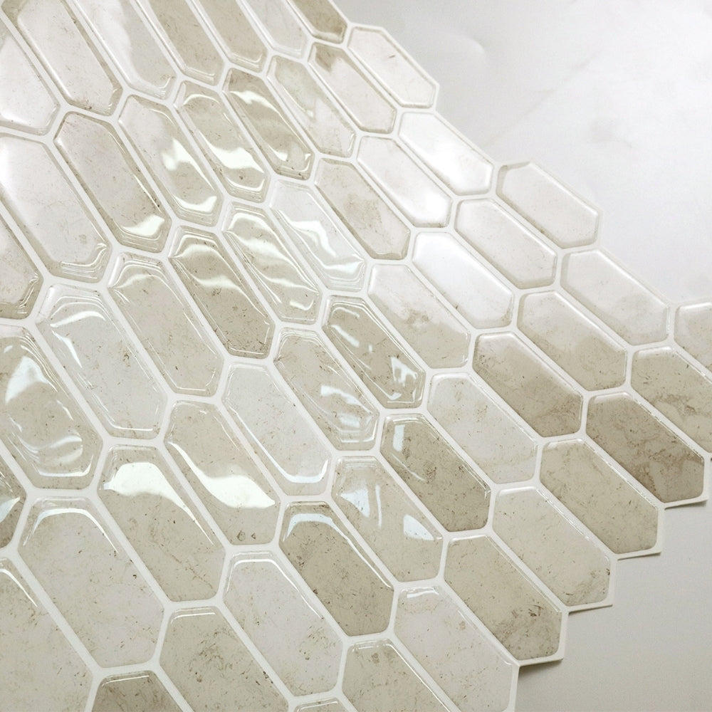 Close-up of hexagonal tile pattern on a white background