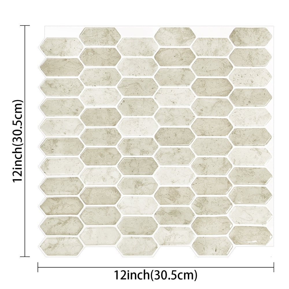 Hexagonal tile pattern with dimensions on a white background