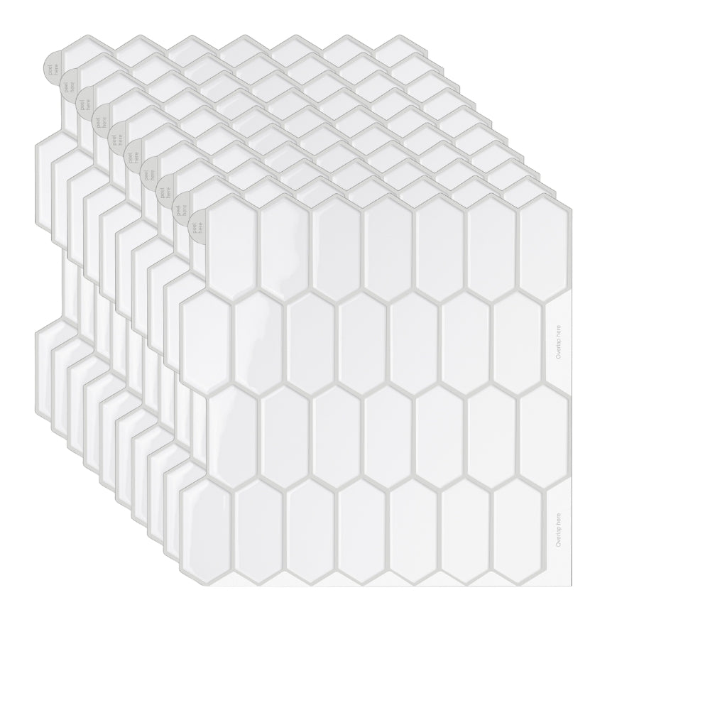 Hexagonal tiles stacked on a white background