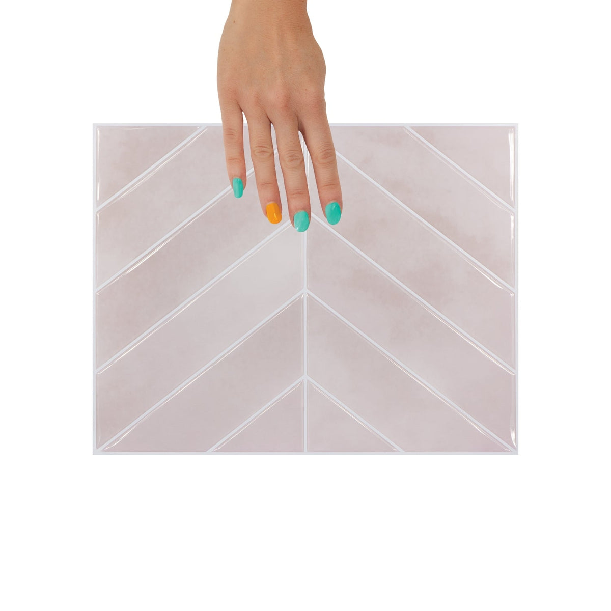 Pink chevron peel and stick tile