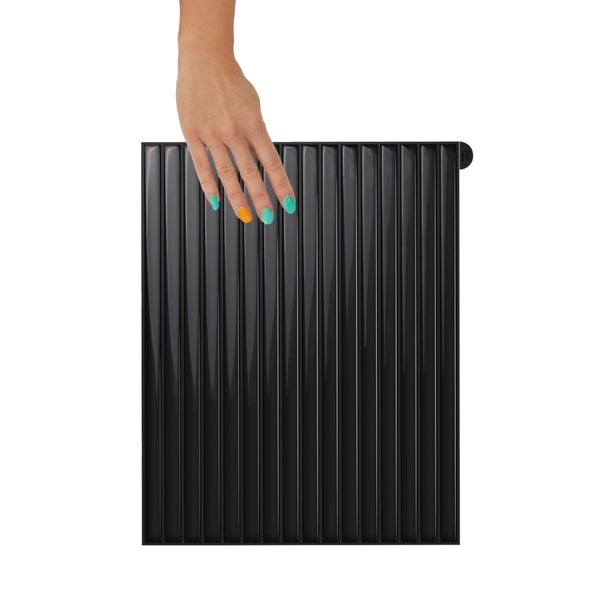 Black Reeded Peel and Stick Wall Tile | 1.2mm PU Gel | Vinyl Home