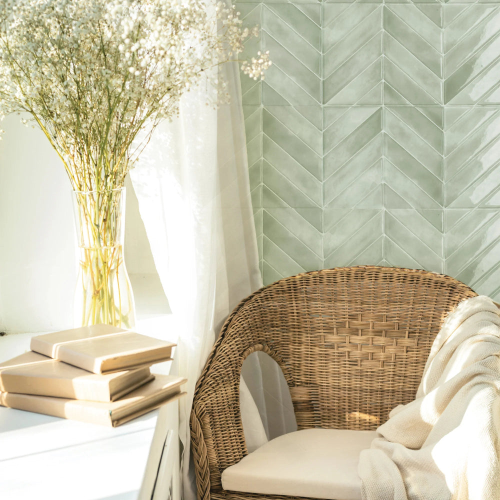 Chevron Solna wall tiles as feature wall