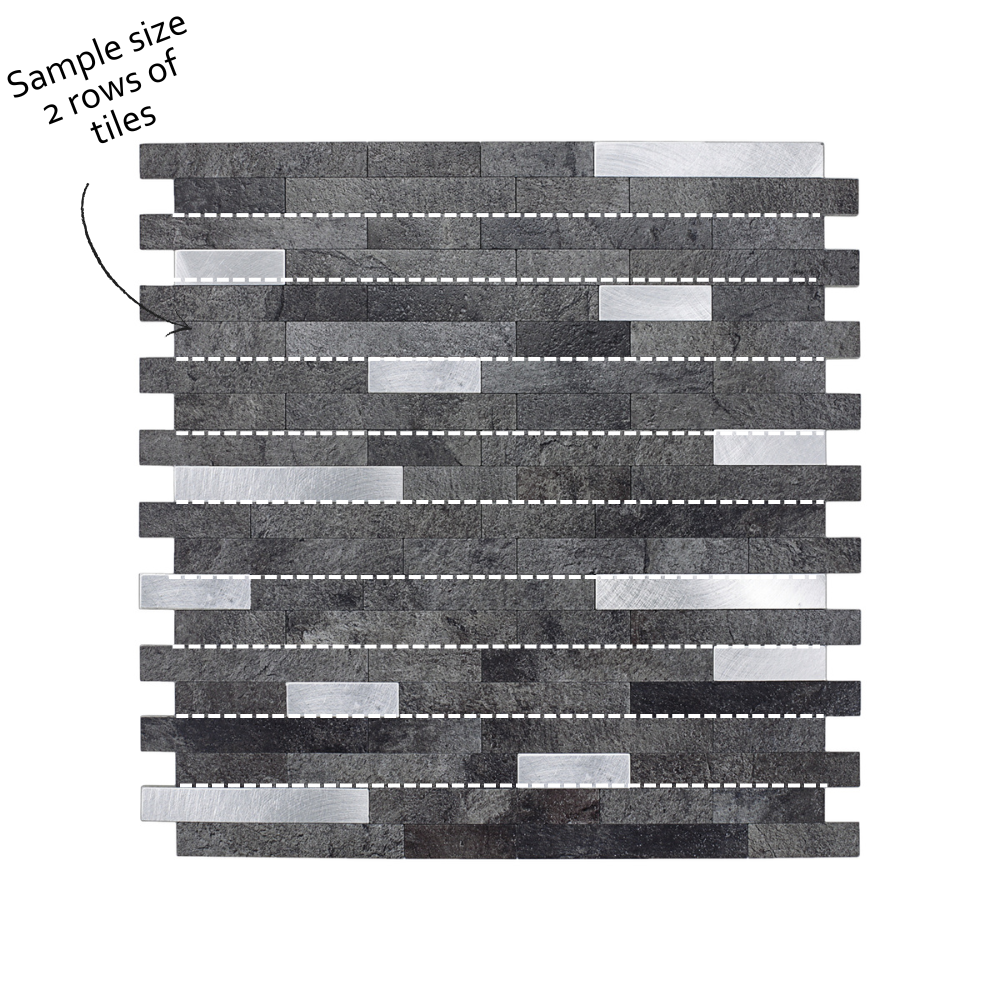 Sample size of two individual tiles in two colors on a white background