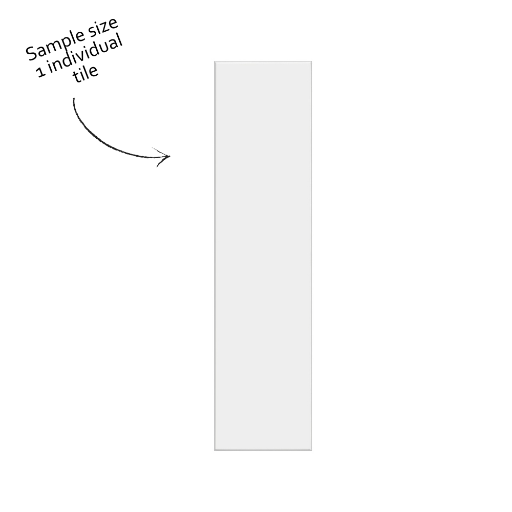 White rectangular tile with text indicating sample size on a white background