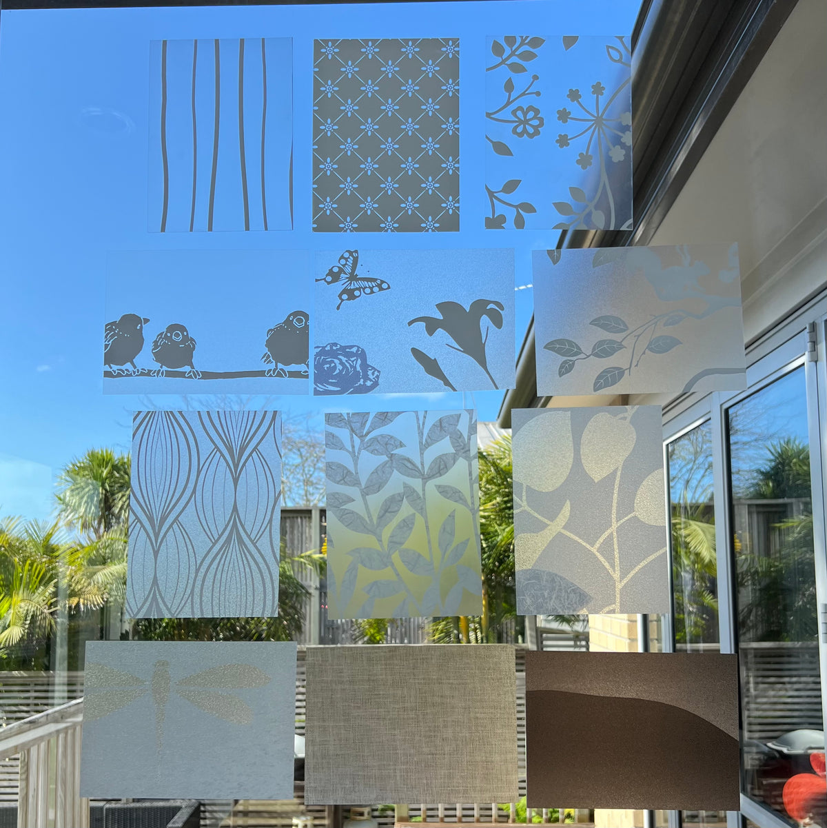 Sample pack of patterned static cling window film