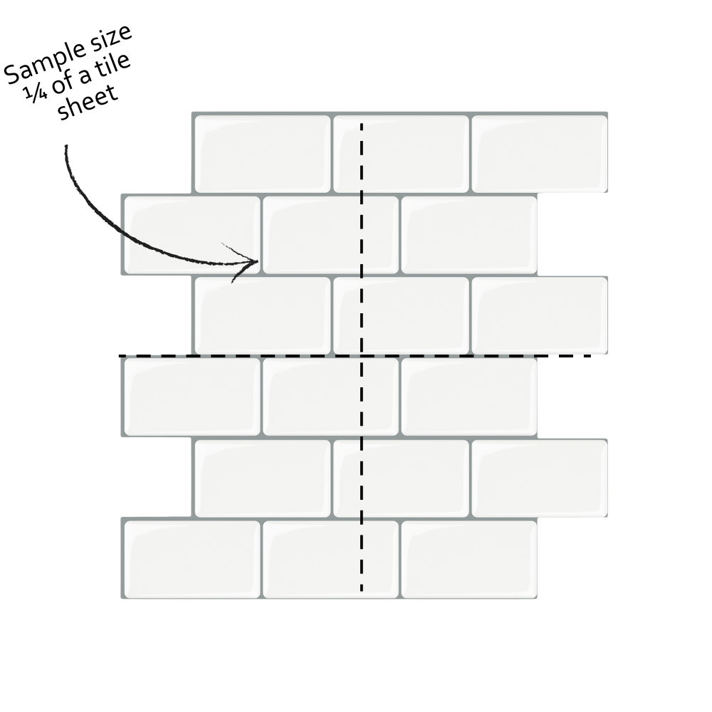 Diagram of a tile layout with a sample size labeled as 1/4 of a tile sheet.