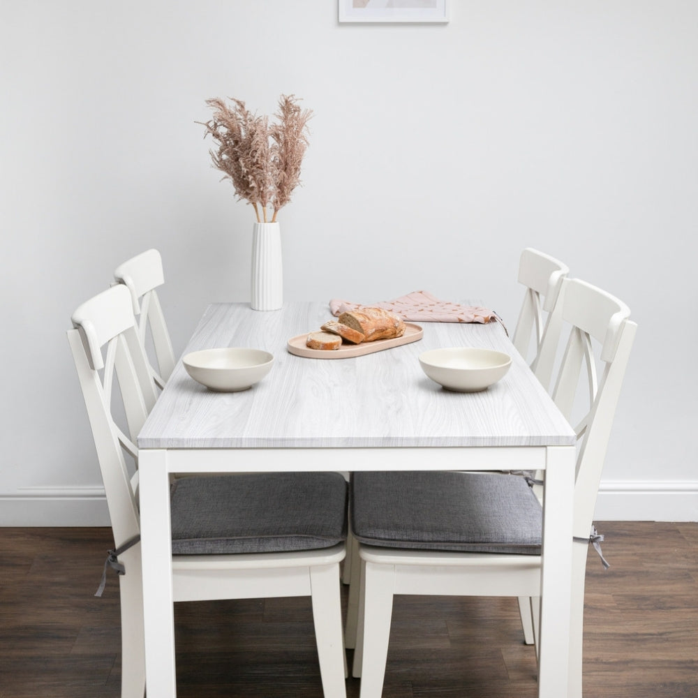 Sangallo light grey adhesive vinyl wrapped dinner table