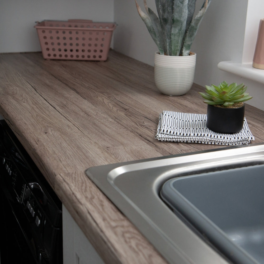 Sanremo oak natural adhesive vinyl bench top