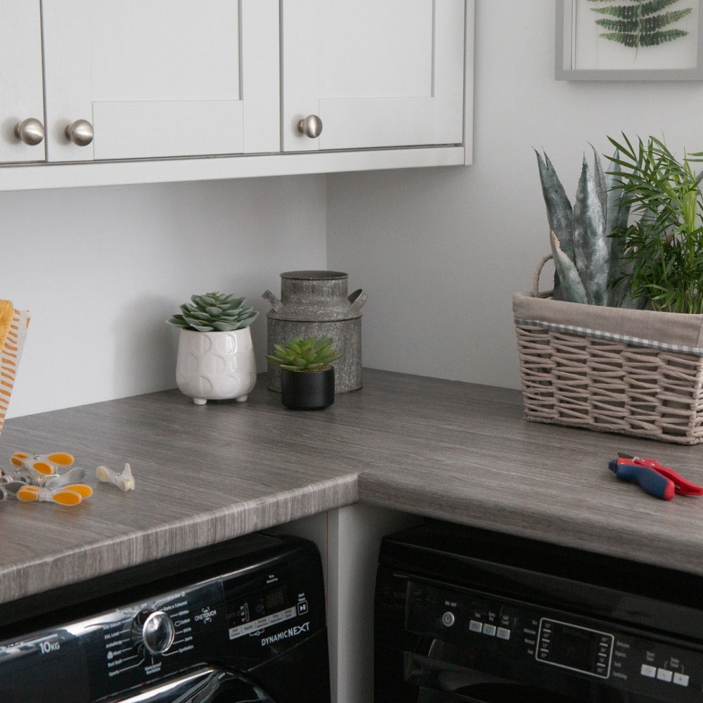 Sheffield oak pearl grey adhesive vinyl laundry bench