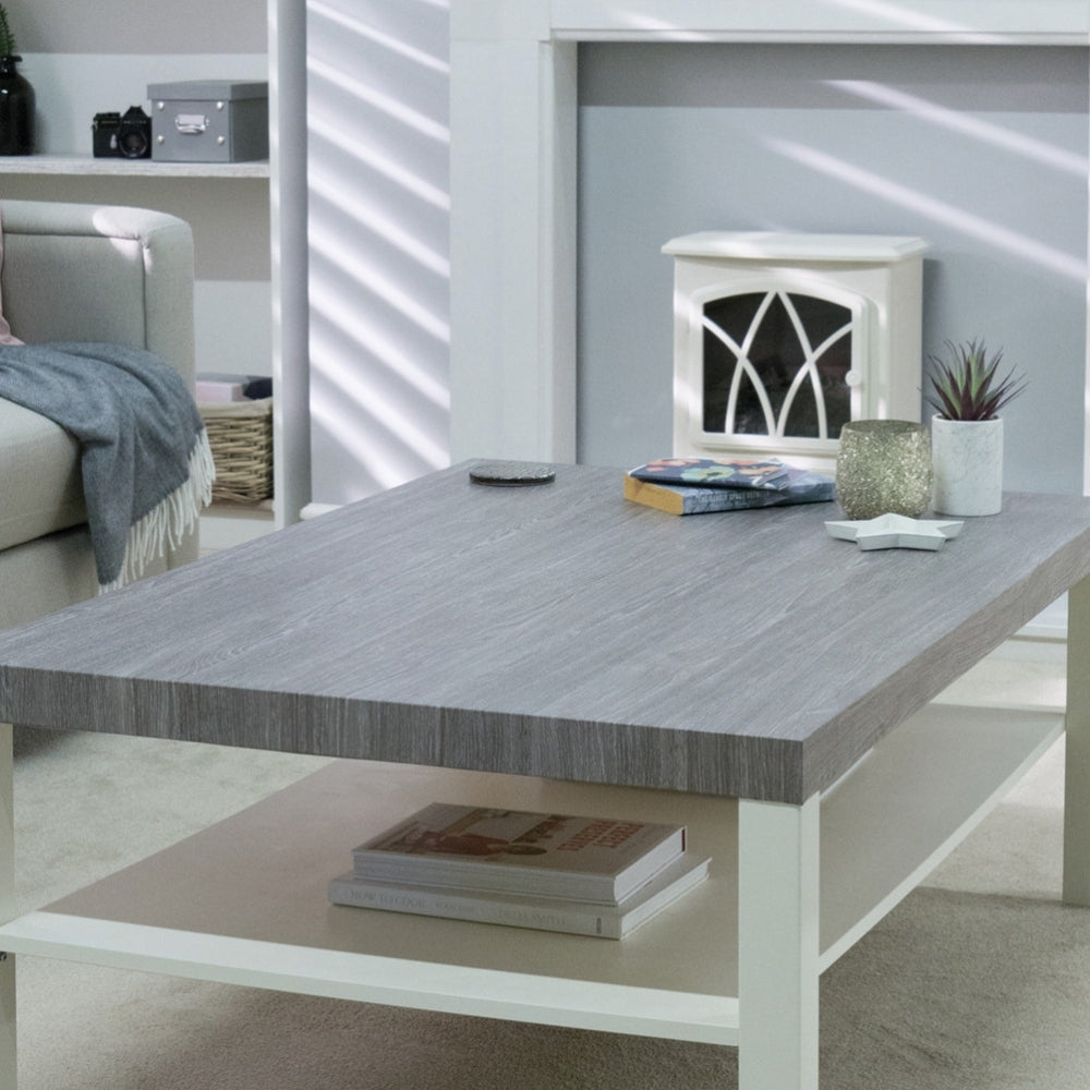 Sheffield oak pearl grey adhesive vinyl coffee table