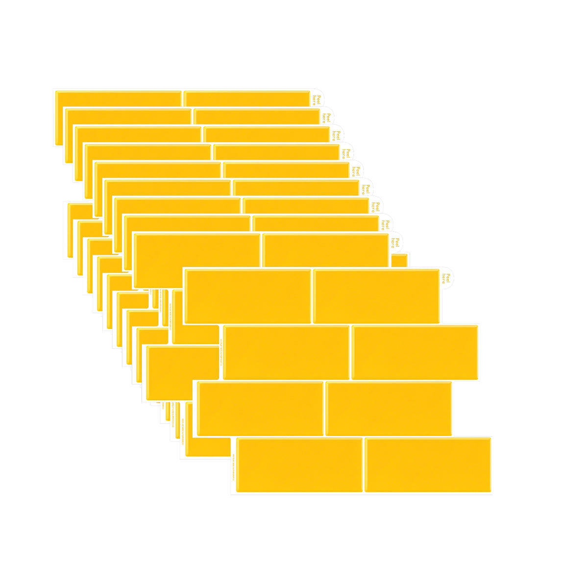 10-pack of Yellow brick wall tiles on a white background