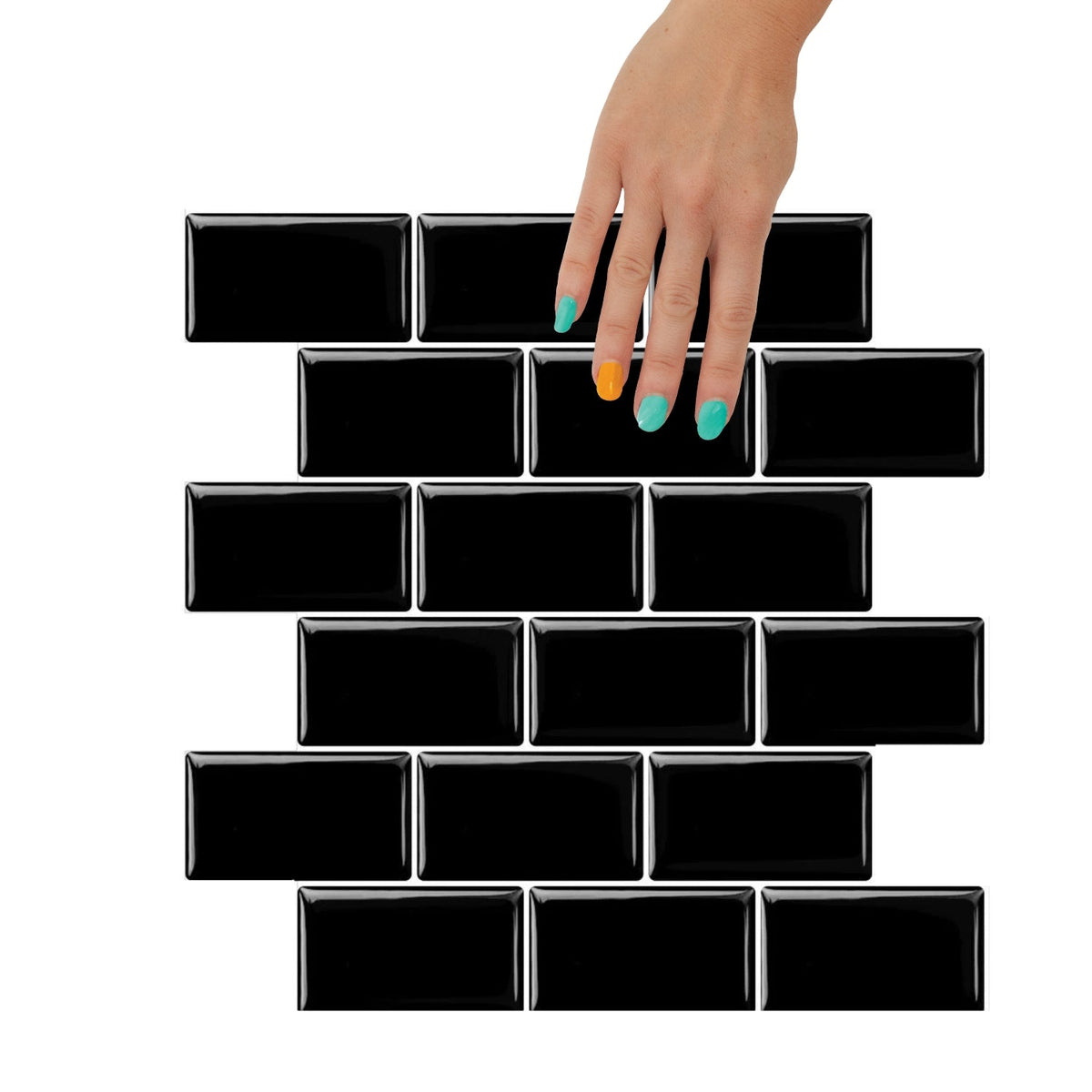 Subway Wall Tile Classic | Black with Soft Grey Grout - 30.5cm (W) x 30.5cm (H) x 2.5mm (T)
