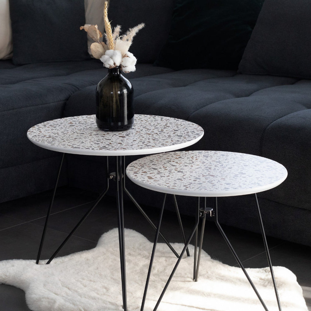 Terrazzo adhesive vinyl table