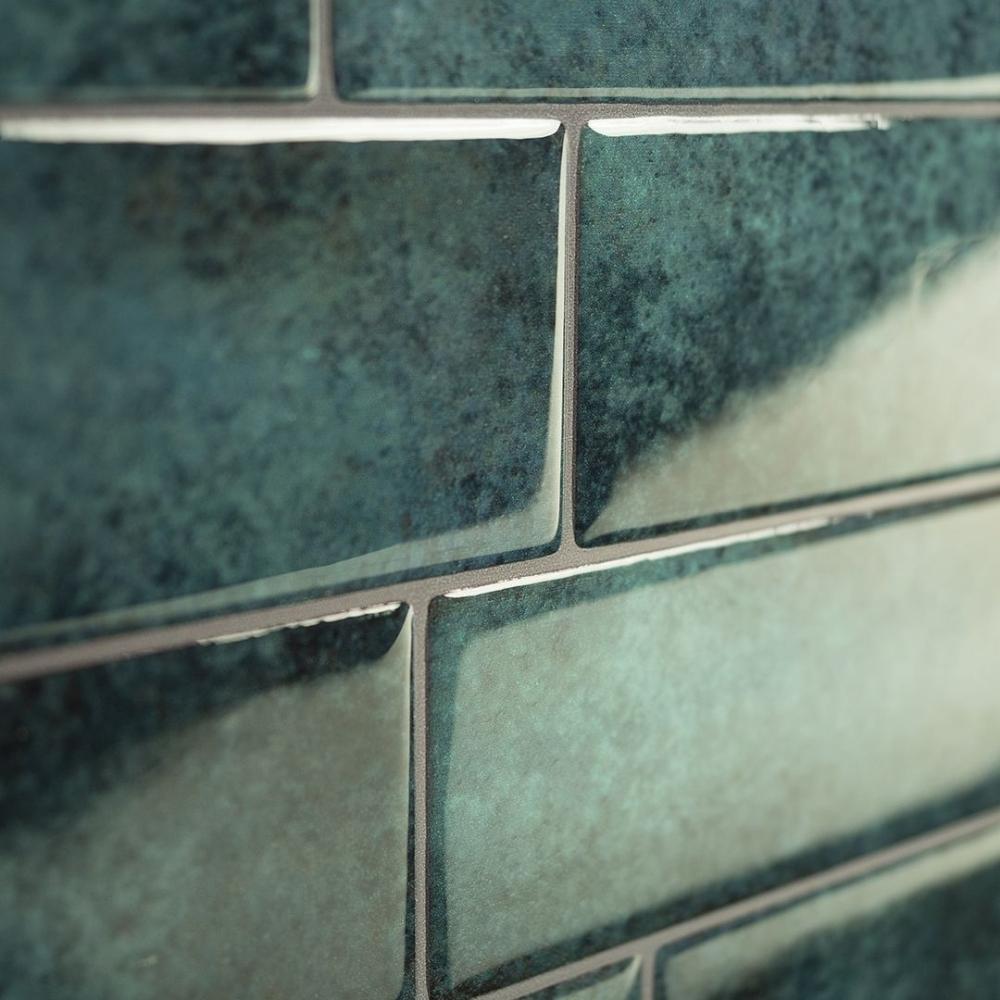 Turquoise self-adhesive 3D subway tile details