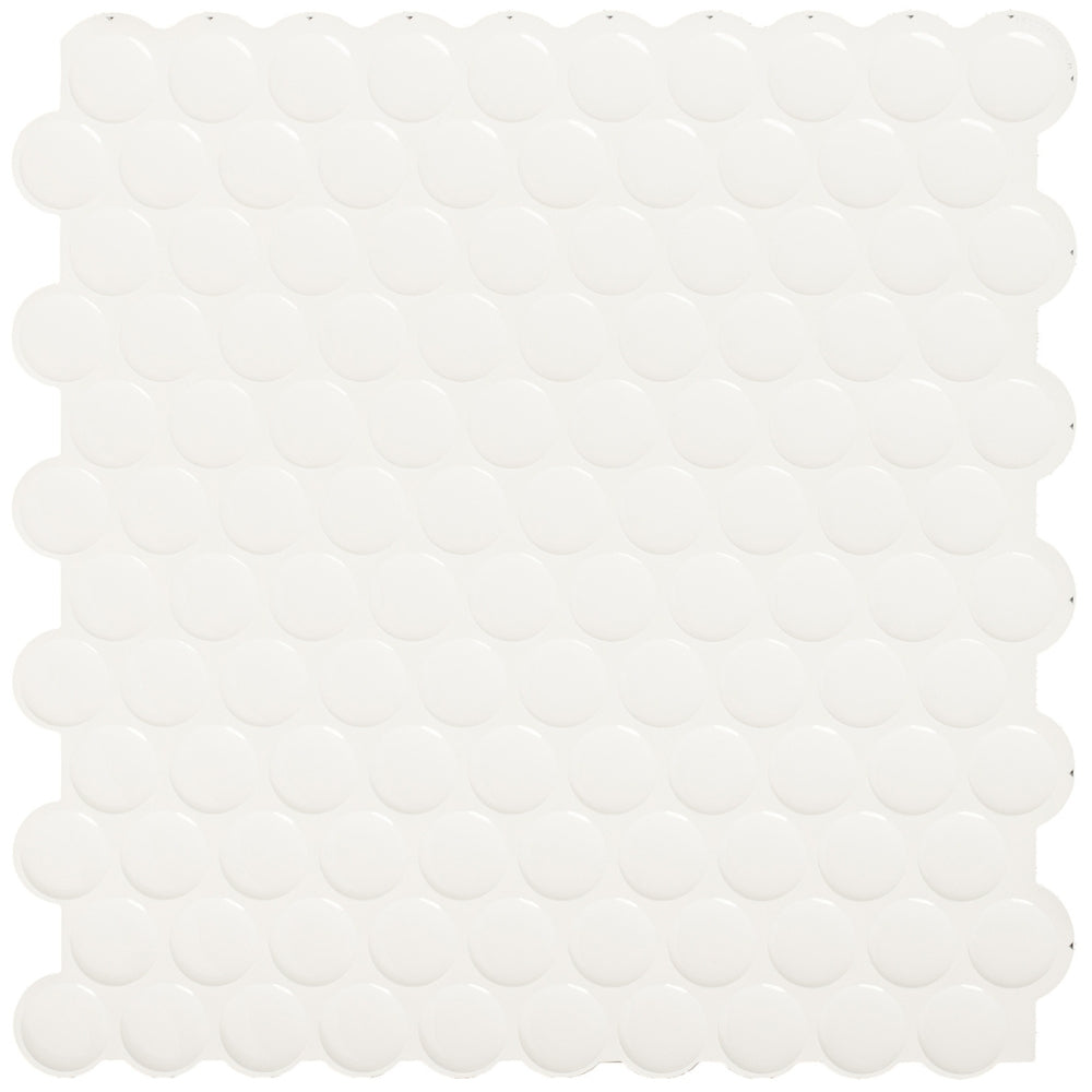 White penny self-adhesive 3D tiles with white grout