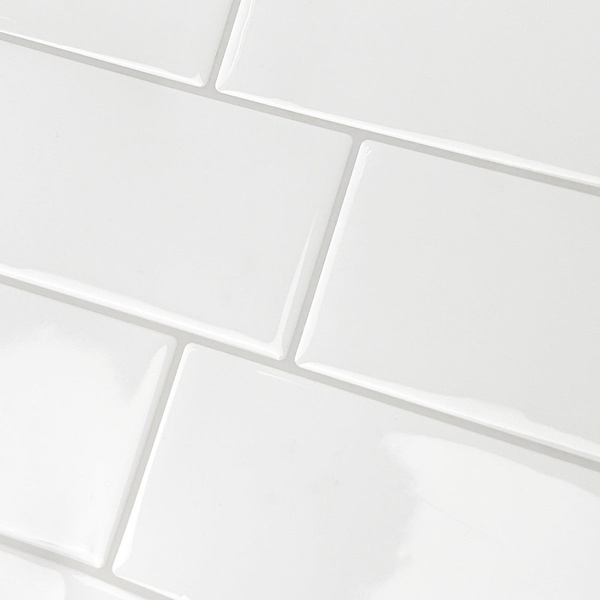 Subway Wall Tile | White with Grey Grout - 29.3cm (W) x 21cm (H) x 1.2mm (T)