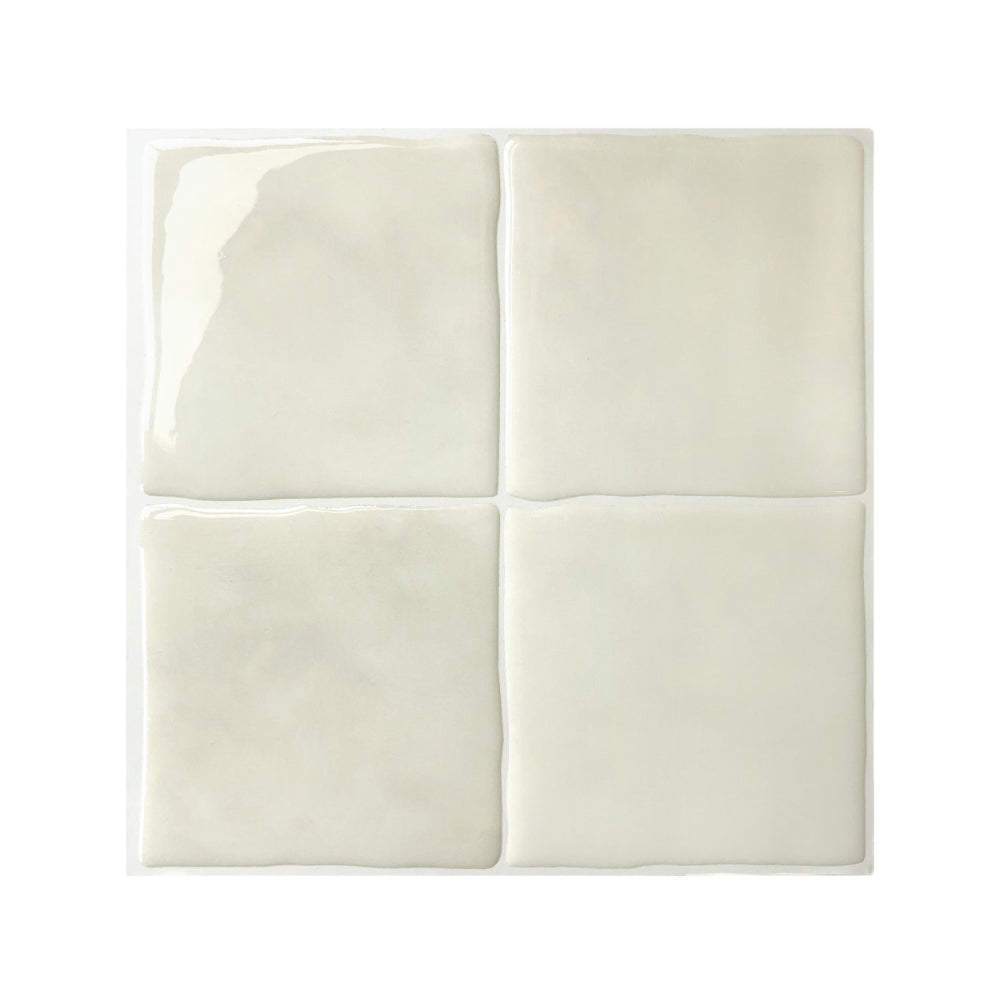 Creme square self-adhesive wall tile in bathroom