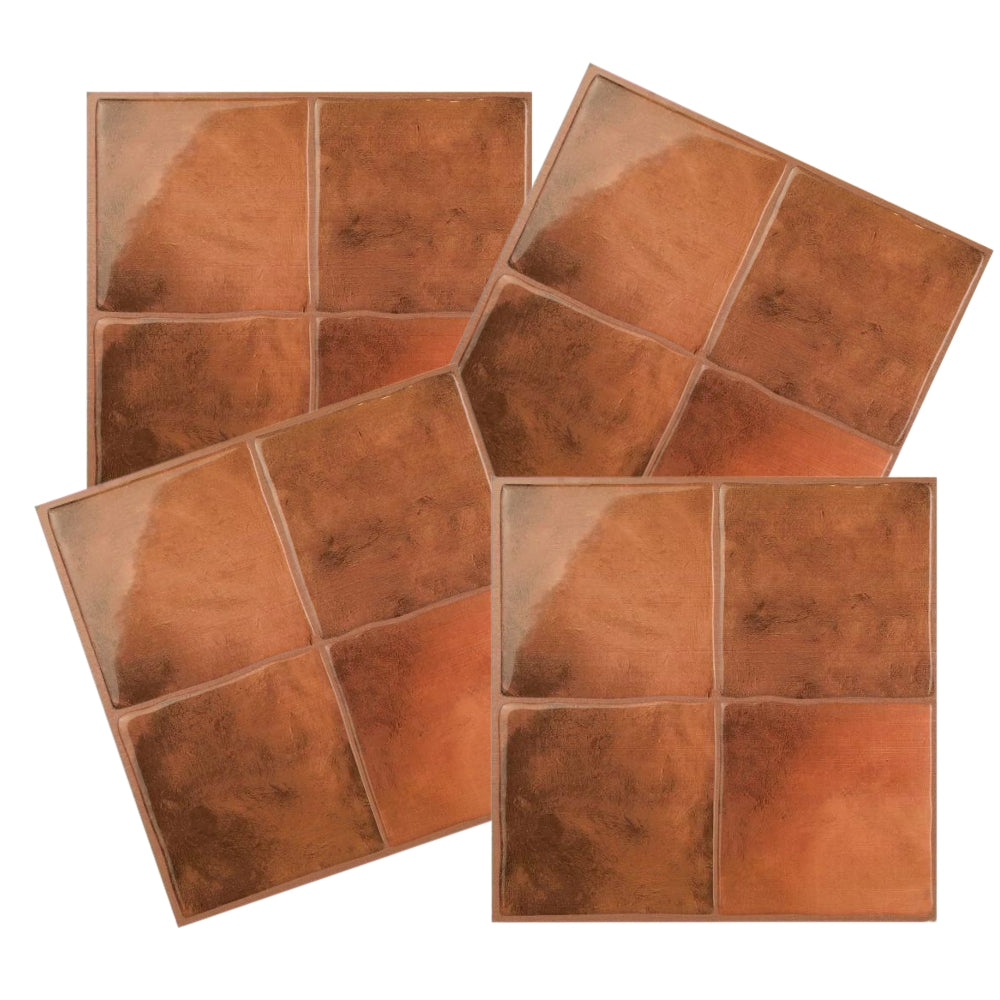 Zellige Safi Terracotta | Self-adhesive 3D Tiles - 4 Pack