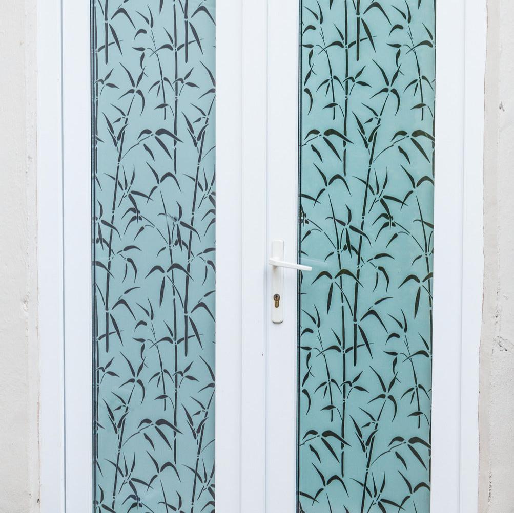 Bamboo static cling window film door outside