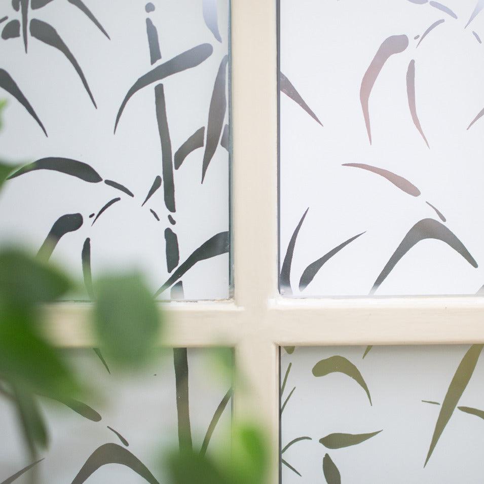 Bamboo static cling window film close up