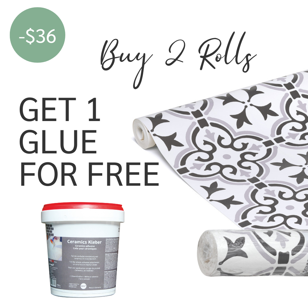 Buy 2 Vinyl Wallpaper Rolls - Get 1 Ceramics Glue for FREE