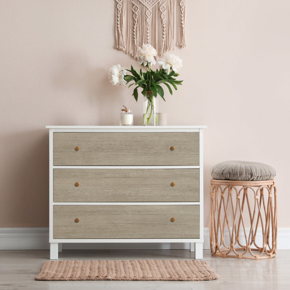 Tira wood greige adhesive vinyl drawer