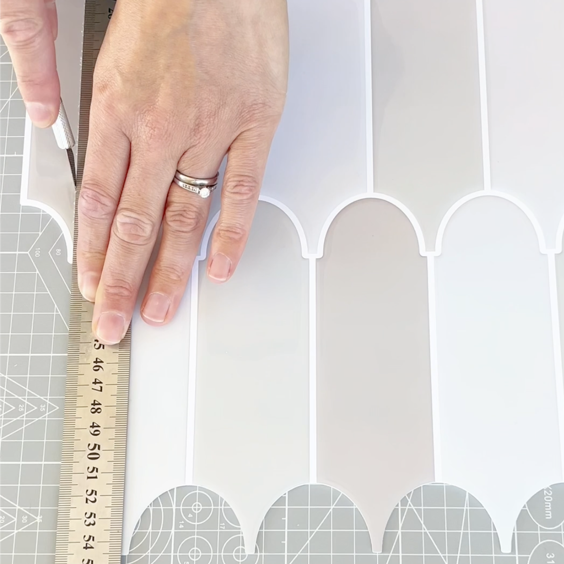 feather grey vinyl wall tiles cut to size