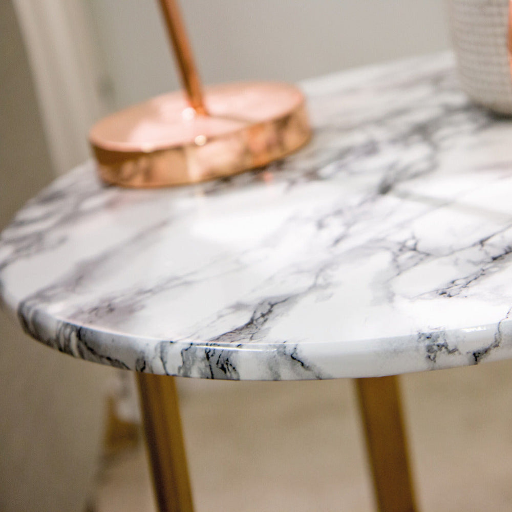 Marble marmi white adhesive vinyl round edge table