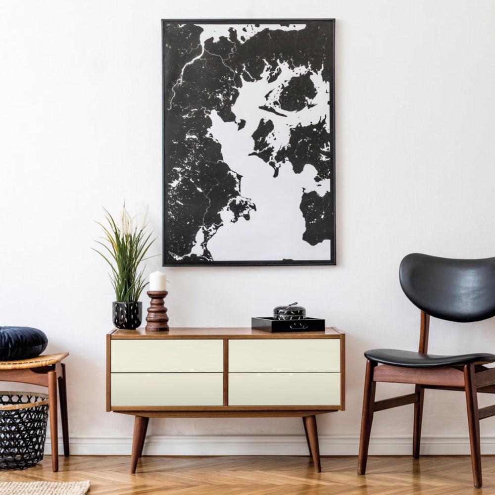 off white matte adhesive vinyl on drawer front