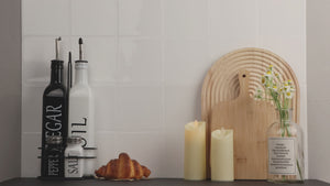 installation of white zellige peel and stick tiles