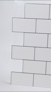 subway classic white tiles with grey grout installation