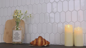 installation of picket white tiles
