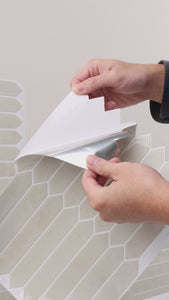 Installation video of slim picket sandy stone peel and stick wall tiles