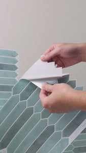 Installation video of slim picket eucalyptus peel and stick wall tiles