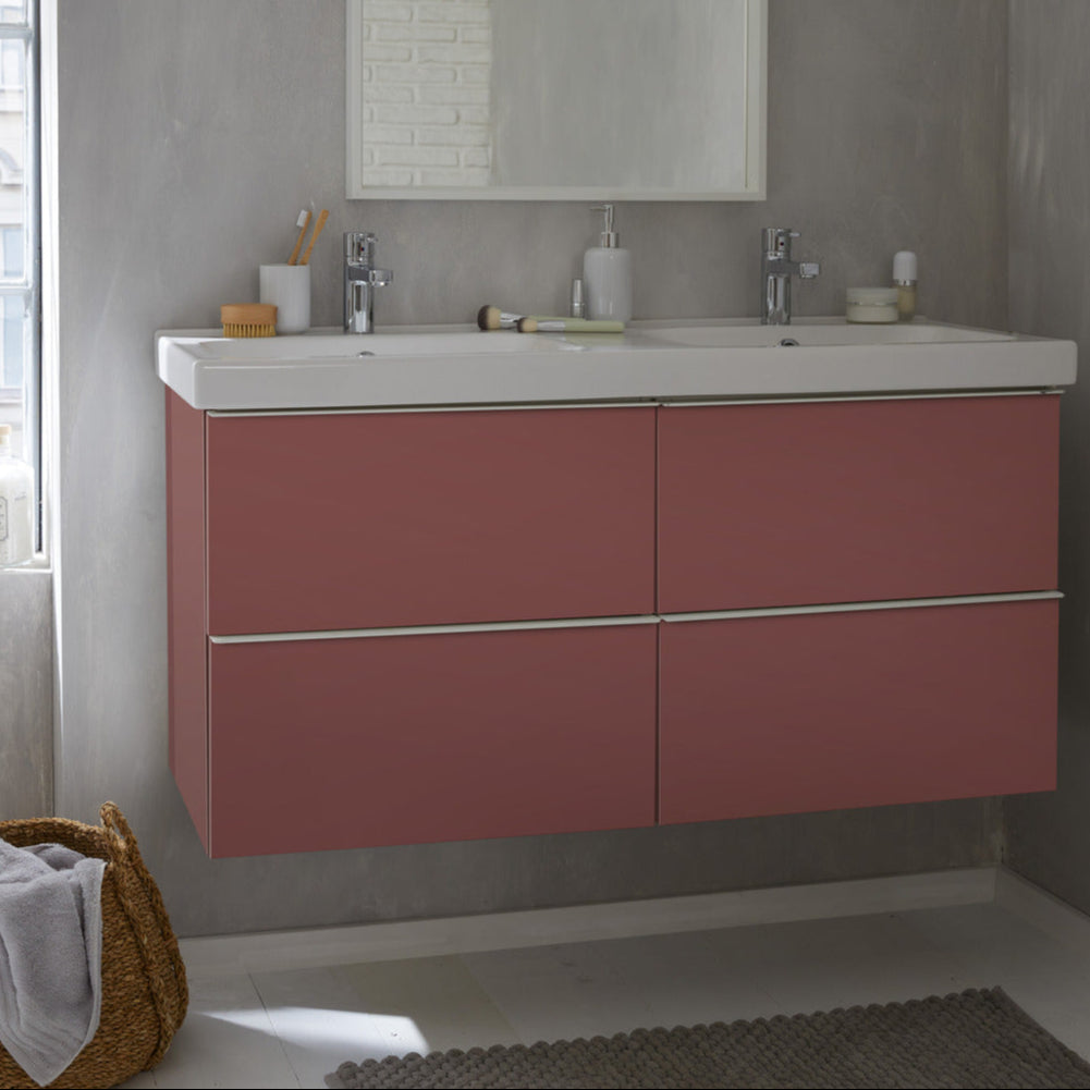 rusty red matte adhesive vinyl wrapped bathroom vanity