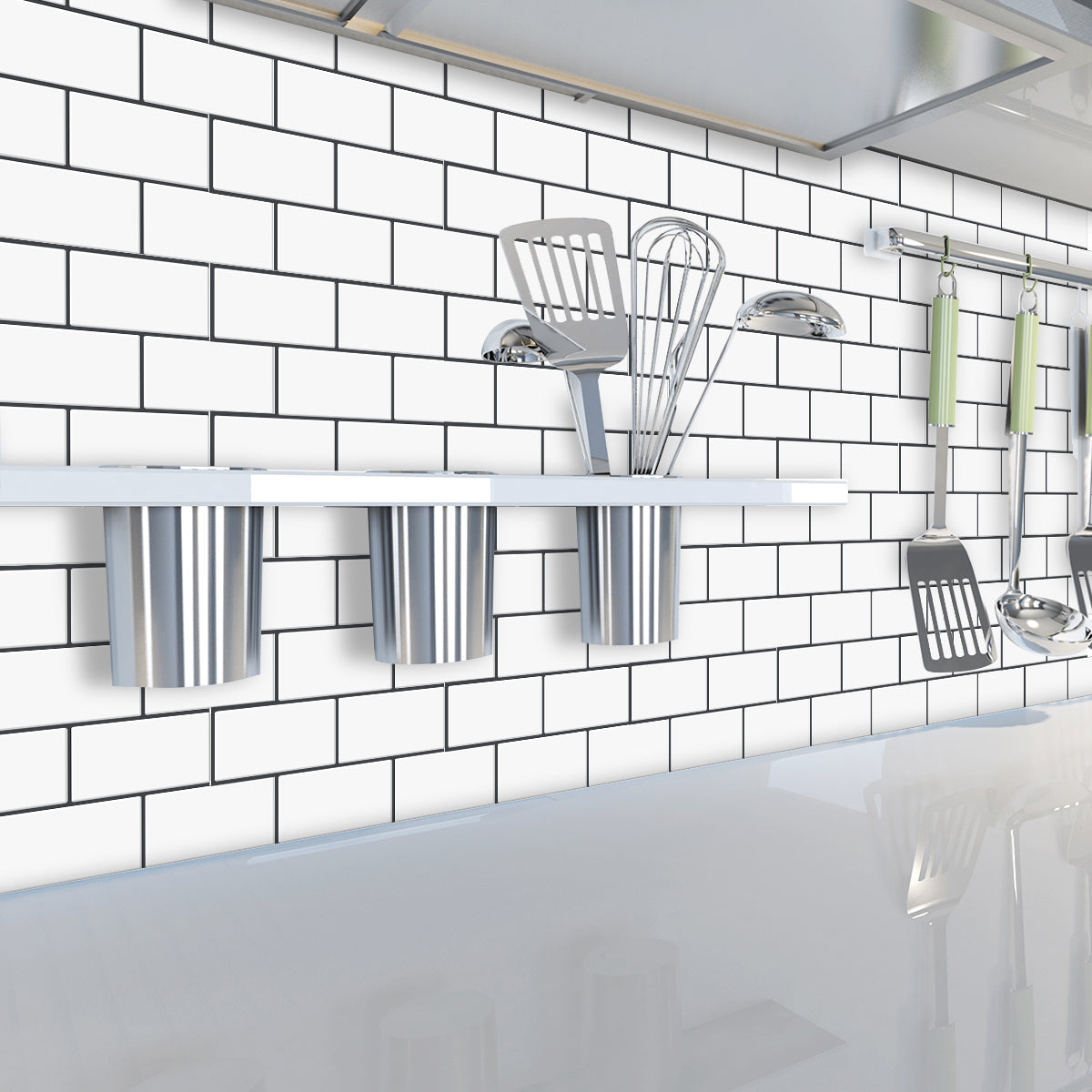 White subway tile splashback
