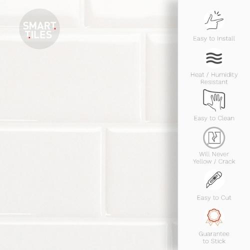 Metro Blanco White | Self-adhesive 3D Tiles - 4 Pack