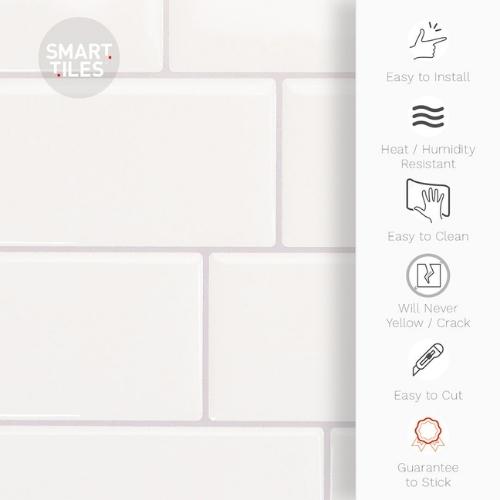 Metro Campagnola White | Self-adhesive 3D Tiles - 4 Pack